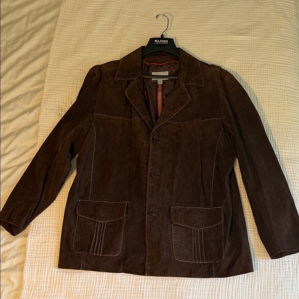 Wilsons Leather Brown Jacket with Red & Tan Trim